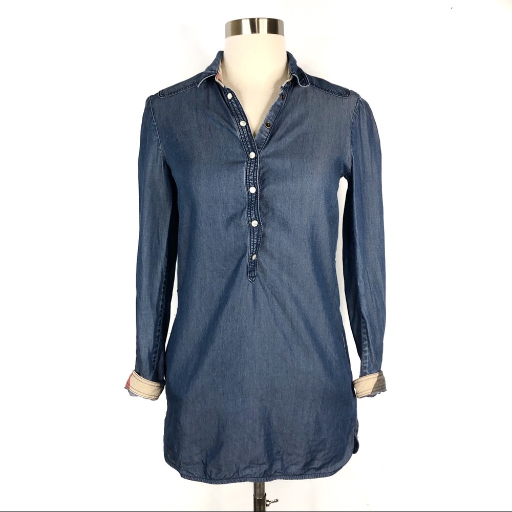 Authentic Burberry Brit Denim Button Tunic Dress